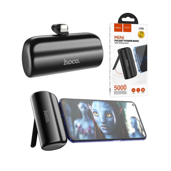 Power Bank Bolso Hoco J106 com Suporte Dobrável para iPhones 5000mAh Preto